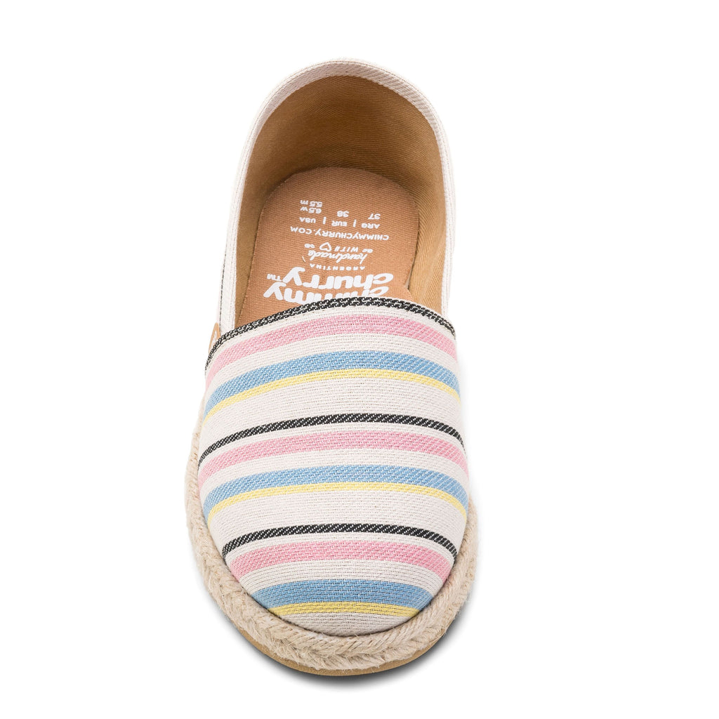 Women's pink striped alpargatas eco-friendly shoes - handcrafted Argentina