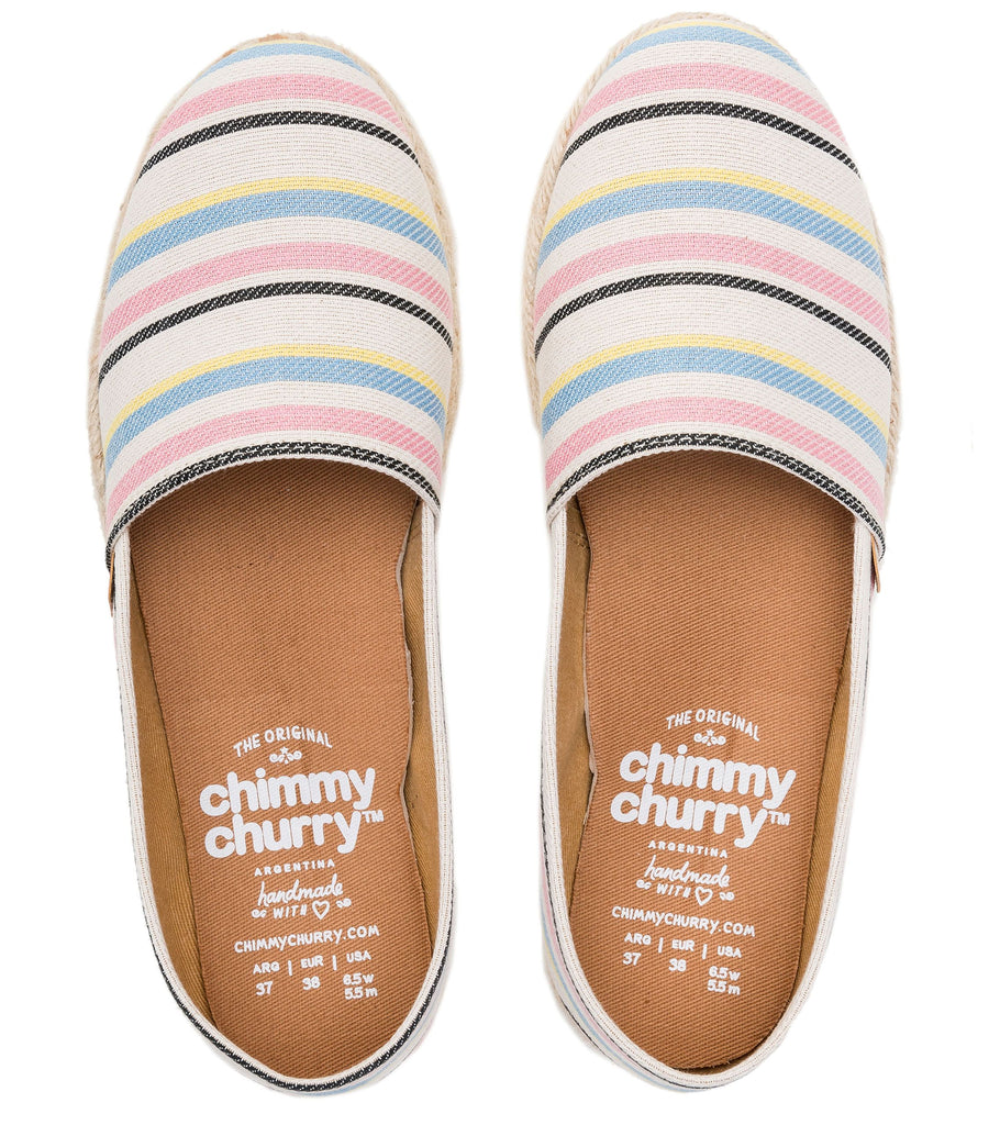 Women's pink striped alpargatas eco-friendly shoes - handcrafted Argentina