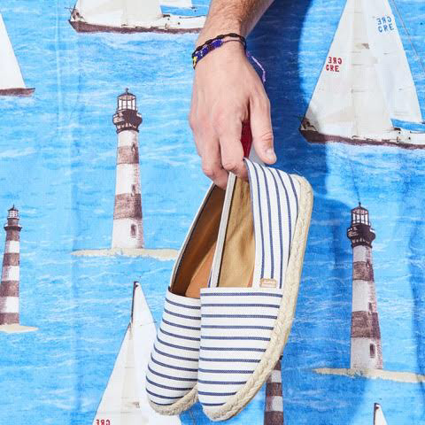 Unisex marine striped alpargatas eco-friendly shoes - handcrafted Argentina